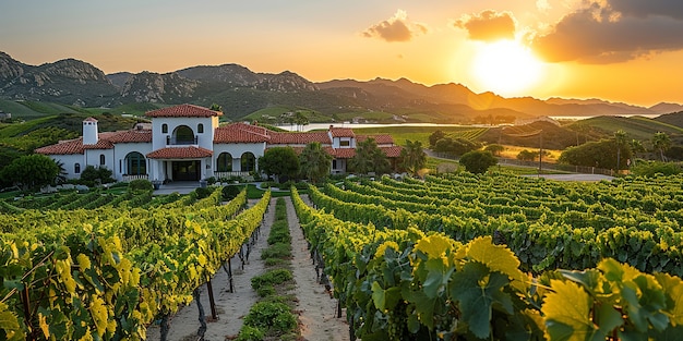 Free photo stunning view from vineyard with grapevines and nature