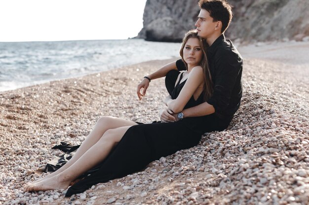 style and elegant couple on the beach