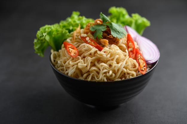 Free Photo the style still life with noodles in the bowl.