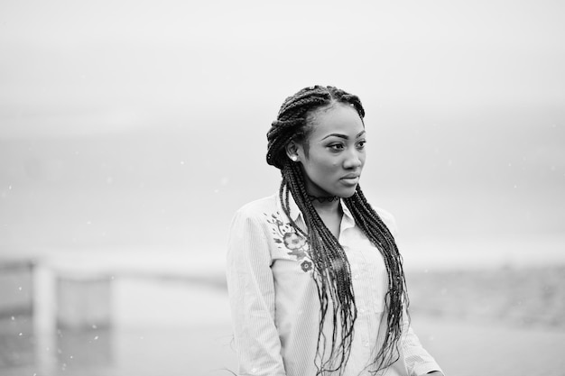 Stylish african american girl with dreads outdoor