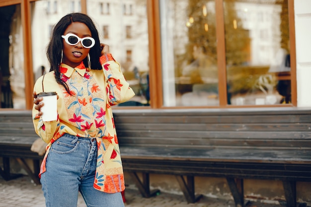 stylish black girl in a city