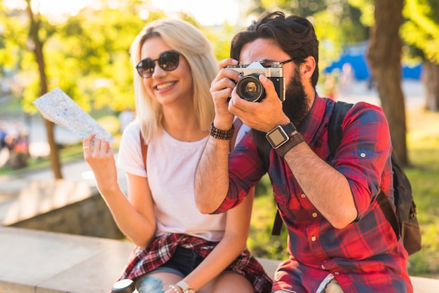 Stylish couple on vacation