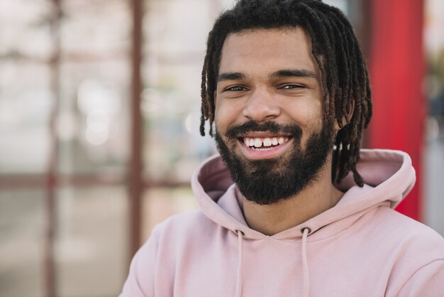 Stylish man smiling close up