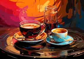 Free photo stylish pop art coffee illustration