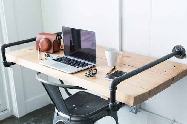 Free Photo stylish workspace with female things