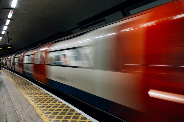 Free photo subway train in rapid motion