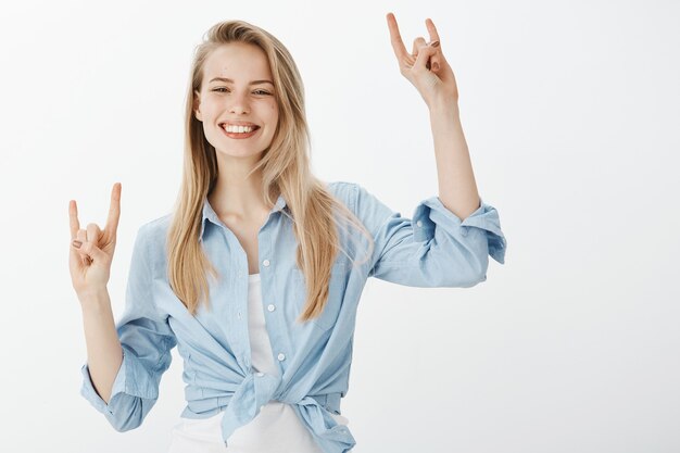 Successful female entrepreneur in blue collar shirt