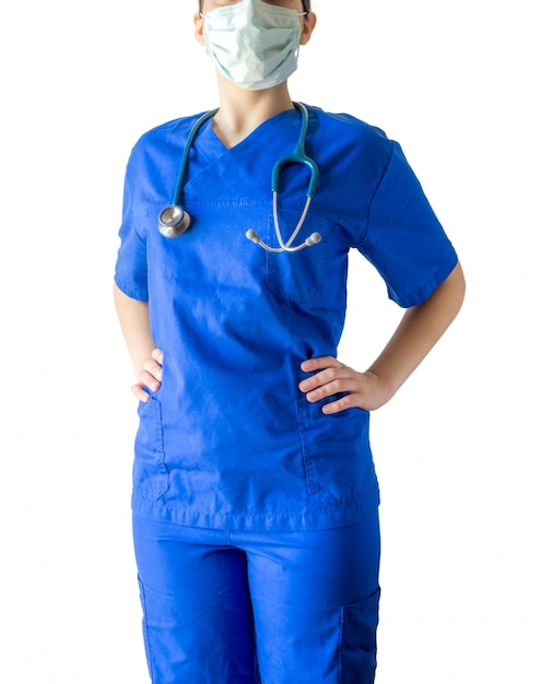 Free Photo successful young female doctor standing confidently with her hands on the hips