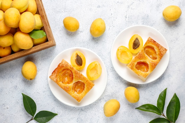 Summer apricot pie with fresh apricots