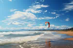 Free photo summer beach kite surfing background