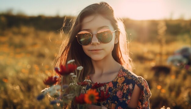 Summer beauty in nature one woman smiling generated by AI