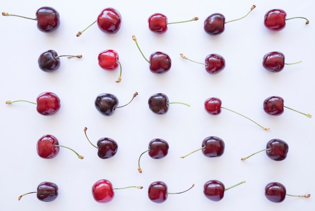 Summer composition with variety of cherries