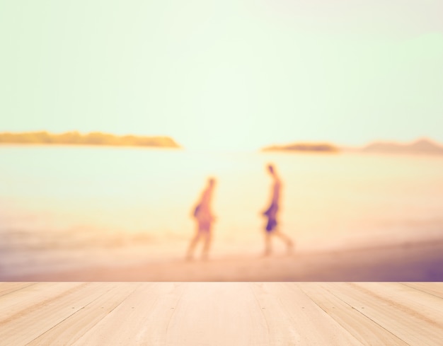 Free Photo summer vacation concept - perspective wood and silhouette of a c