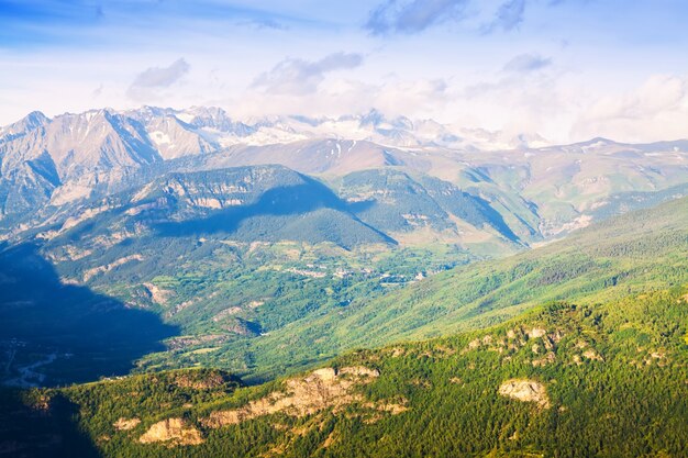 Summer view of Pyrenees mountains