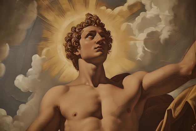 Free Photo sun god depicted as a powerful man in a renaissance setting