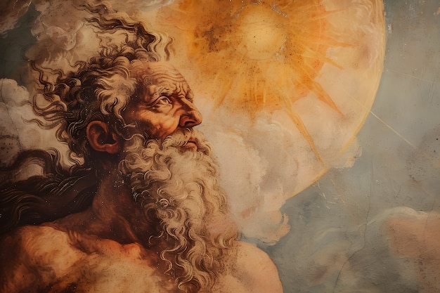 Free Photo sun god depicted as a powerful man in a renaissance setting