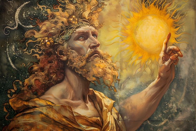 Free Photo sun god depicted as a powerful man in a renaissance setting