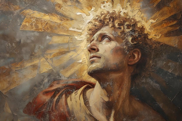 Sun god depicted as a powerful man in a renaissance setting