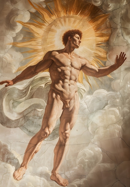 Sun god depicted as a powerful man in a renaissance setting