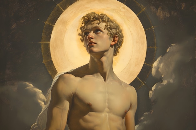 Free Photo sun god depicted as a powerful man in a renaissance setting