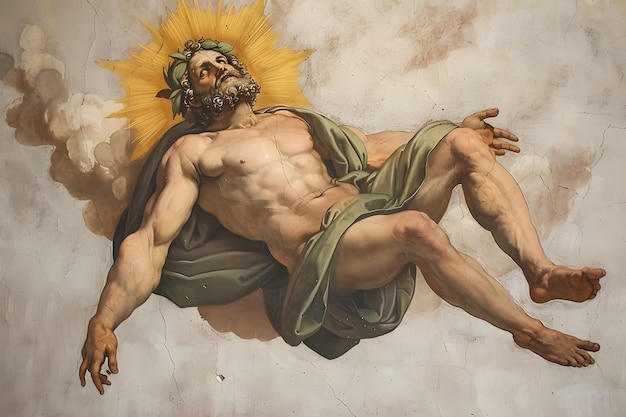 Free photo sun god depicted as a powerful man in a renaissance setting