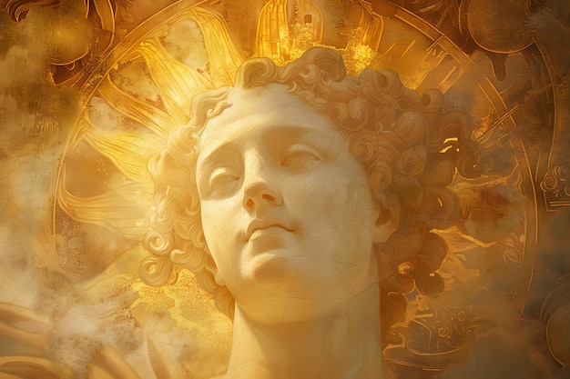 Free photo sun god depicted as a powerful man in a renaissance setting