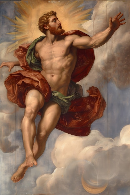 Free Photo sun god depicted as a powerful man in a renaissance setting