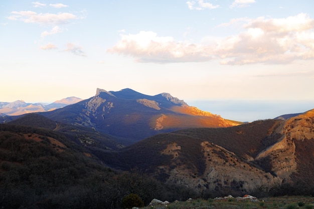 The sun went down the mountain landscape