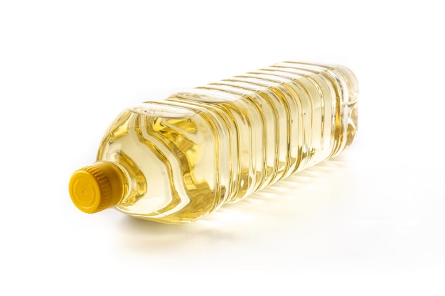 Sunflower oil plastic bottle isolated on white background