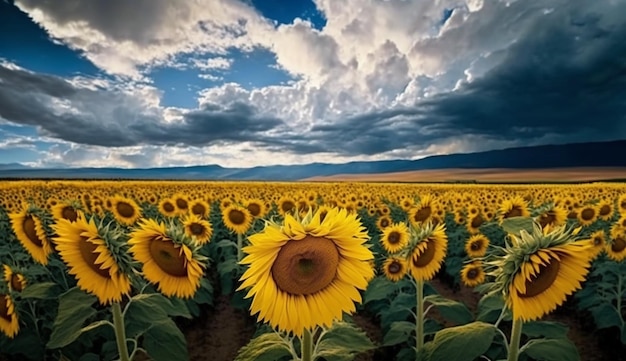 Sunflower in Yellow Field Beauty of Agriculture generative AI