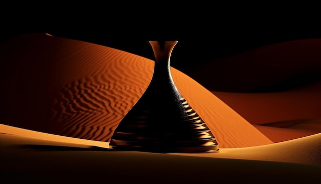 Free photo sunlit sand dune shapes in arid arabia generated by ai