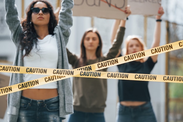 Free photo sunny day. group of feminist women have protest for their rights outdoors