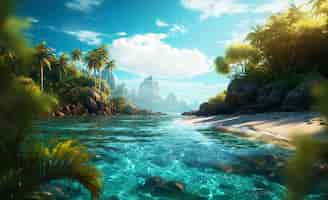 Free photo sunny tropical landscape