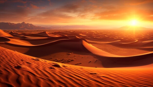 Sunset over the arid African landscape a tranquil scene generated by artificial intelligence