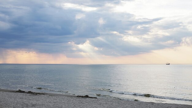 Sunset at the beach in Ustka, Baltic Sea, Poland