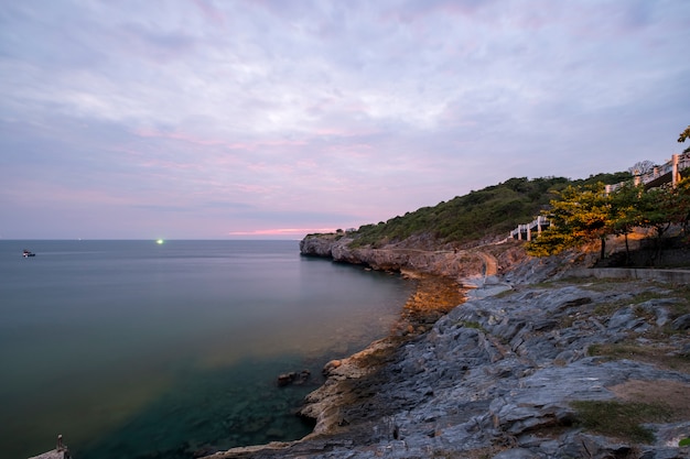 sunset at coast sea