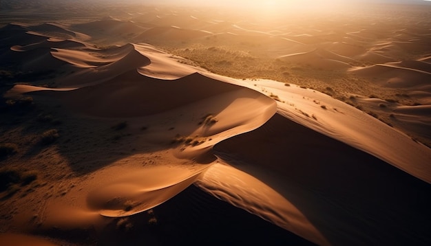 Free photo a sunset over the sand dunes of the namib desert