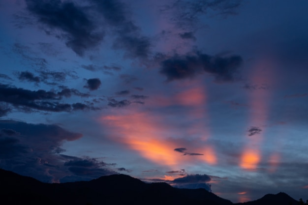 Sunset sky Pink light with beautiful clouds.