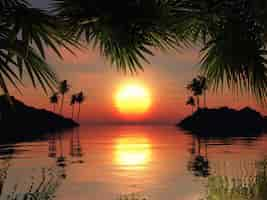 Free photo sunset in tropical landscape