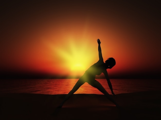 Free photo sunset yoga pose