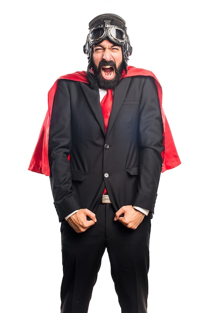 Free Photo super hero businessman shouting