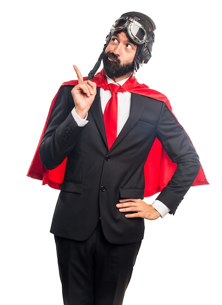 Free photo super hero businessman thinking