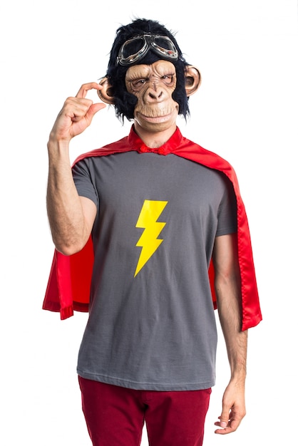 Superhero monkey man doing tiny sign