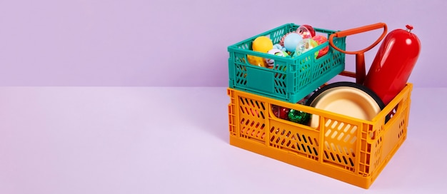 Supermarket banner with various items