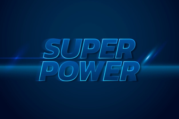 Superpower 3D neon speed blue text typography illustration