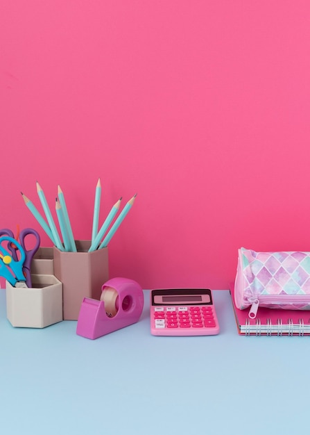 Supplies arrangement on desk