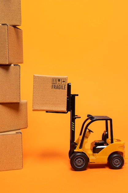 Free photo supply chain representation with forklift