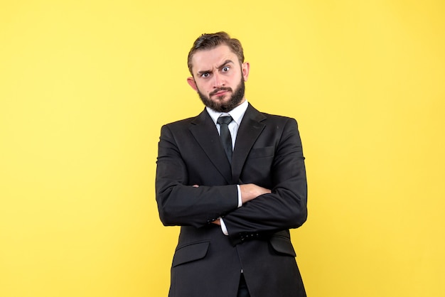 Free photo suprised young man listening to his business partner