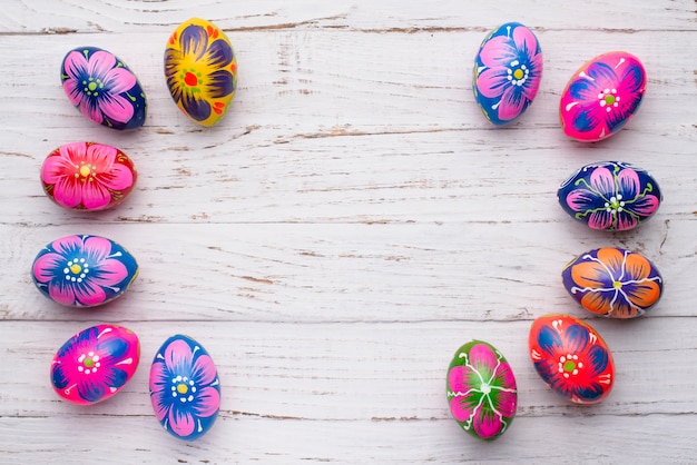 Surface with colorful eggs ready for easter day