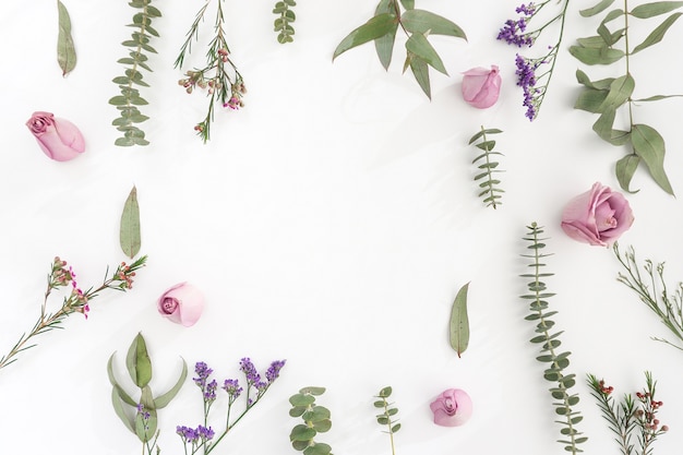 Free Photo surface with flowers and blank space